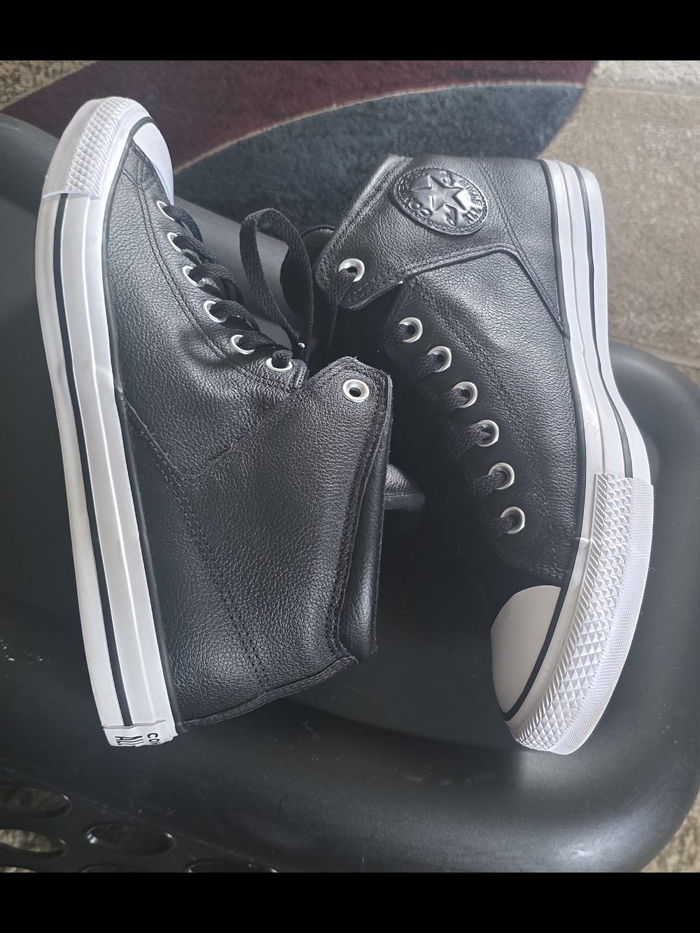 Converse High Street Black High-Top Leather Sneakers Mens Size 10/Wms Size 12 - Picture 5 of 10